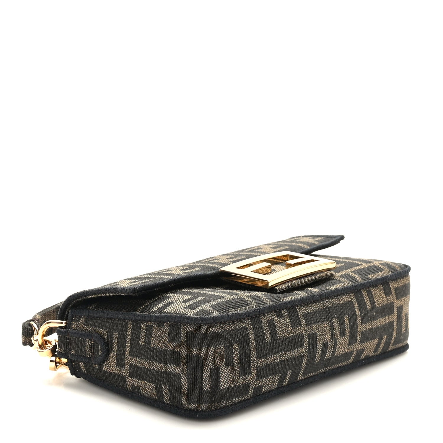 Fendi Fabric Jacquard FF 1974 Mini Baguette Tobacco Moro Black 4 of 8