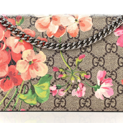 Gucci GG Supreme Monogram Blooms Chain Wallet Beige Multicolor Dry Rose 8 of 12
