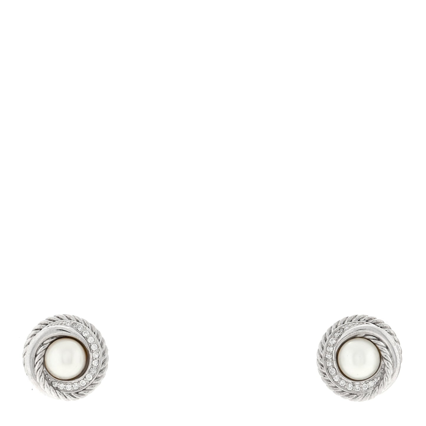 Sterling Silver Diamond Freshwater Pearl Crossover Earrings