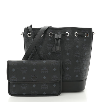 MCM Visetos Medium Dessau Drawstring Bucket Bag Black 3 of 11