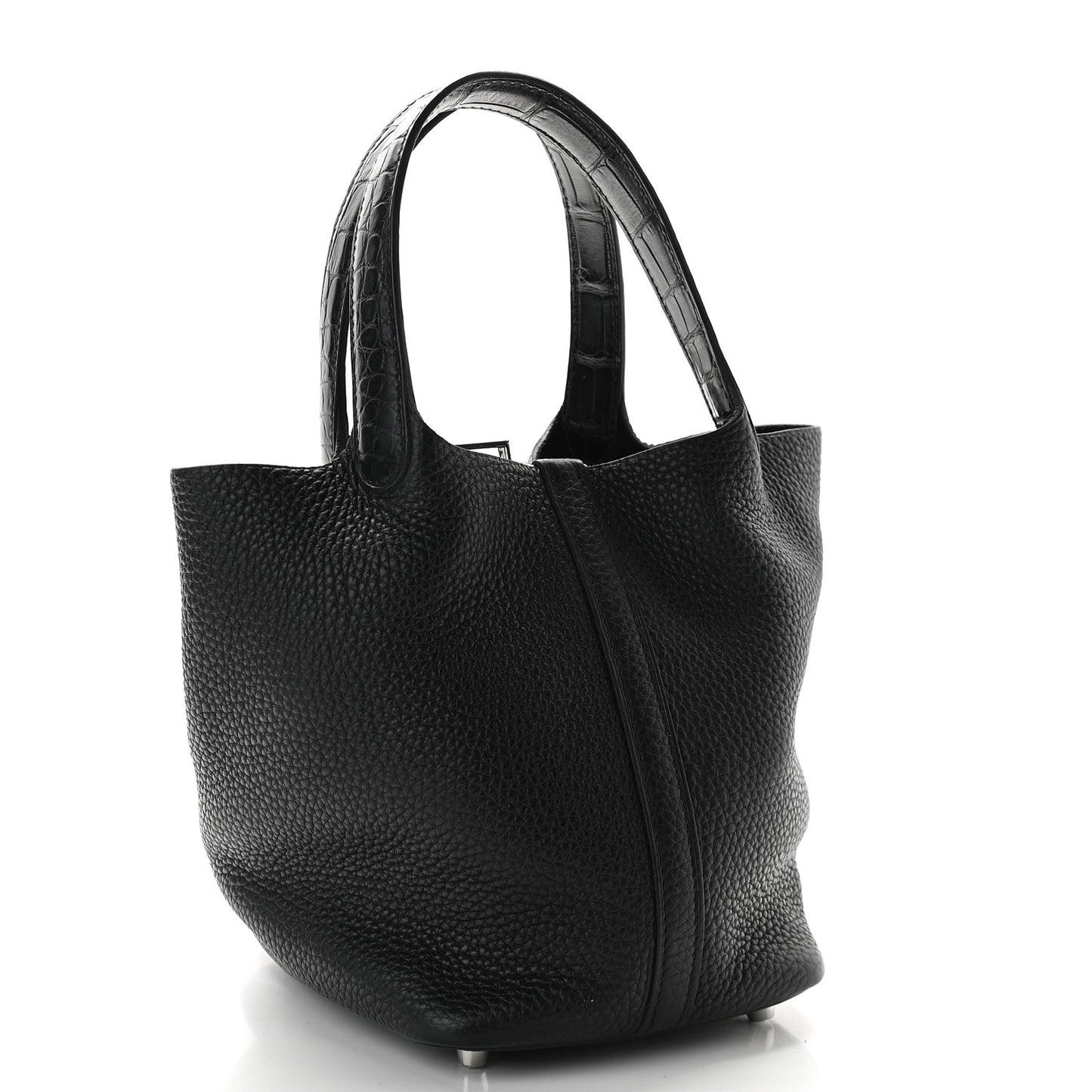 Taurillon Clemence Matte Alligator Picotin Lock Touch 18 PM Black