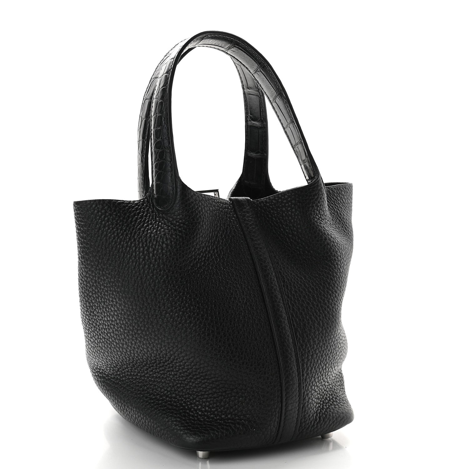 Hermes Taurillon Clemence Matte Alligator Picotin Lock Touch 18 PM Black 2 of 8