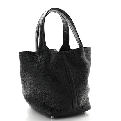 Hermes Taurillon Clemence Matte Alligator Picotin Lock Touch 18 PM Black 2 of 8