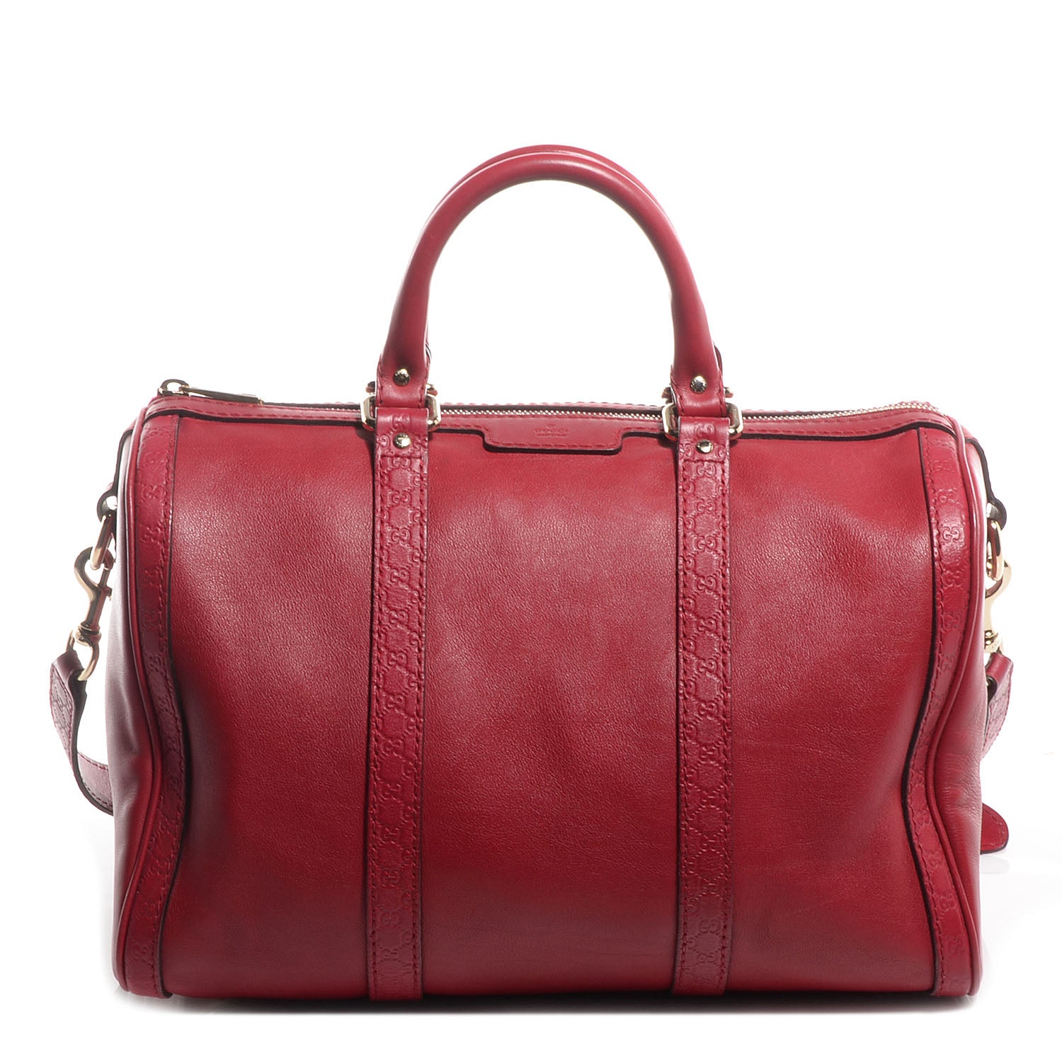 Gucci Calfskin Microguccissima Trim Medium Boston Raspberry Red 1 of 11