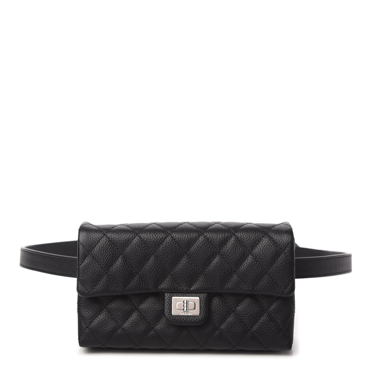 Grained Calfskin Quilted 2.55 Reissue Flap Belt Bag Clutch Black