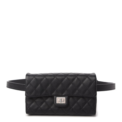 Chanel Grained Calfskin Quilted 2.55 Reissue Flap Belt Bag Clutch Black 1 of 10