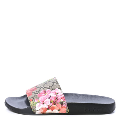 Gucci GG Supreme Monogram Blooms Slide Sandals 39 Beige Multicolor 1 of 4