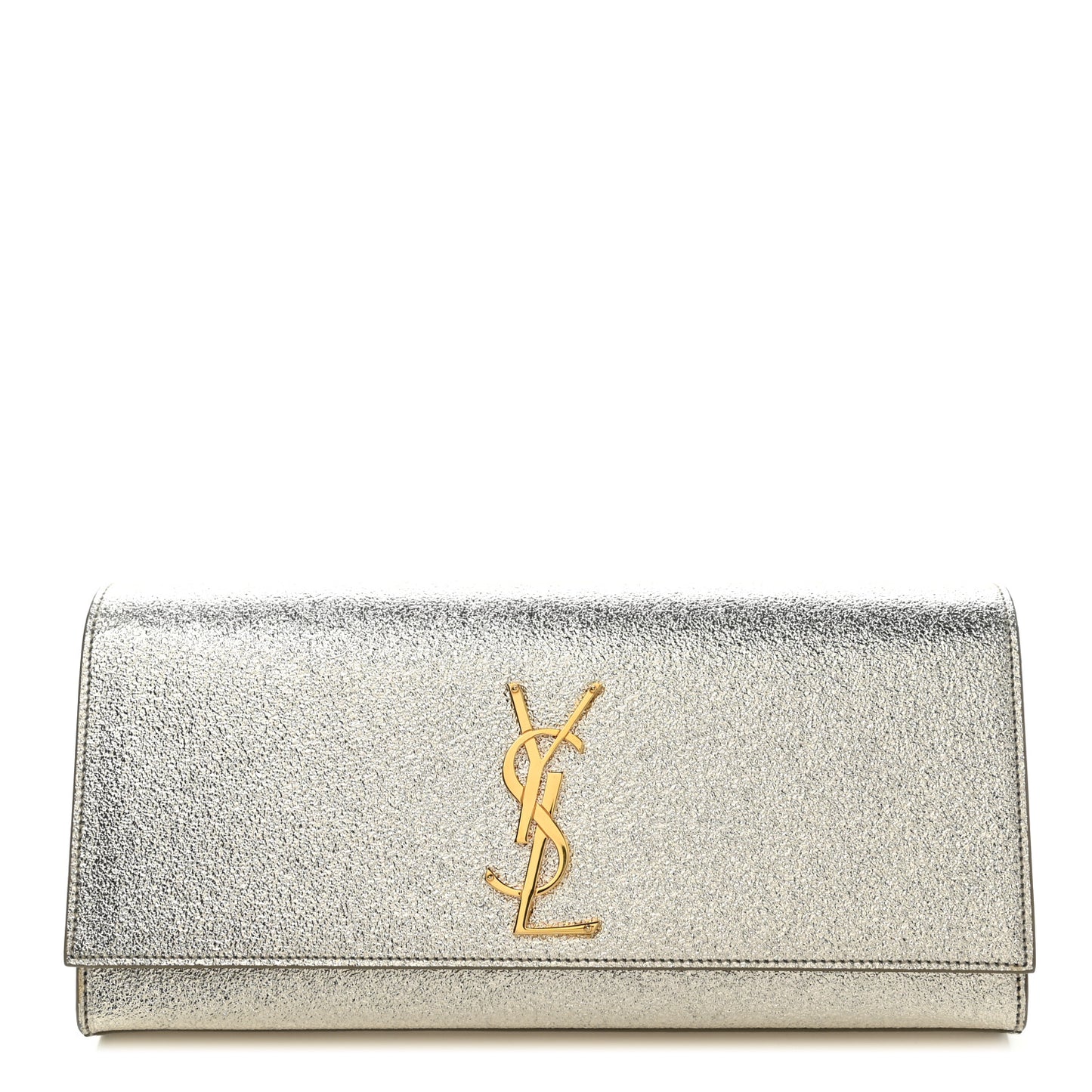 Metallic Textured Calfskin Classic Monogram Cassandre Clutch Pale Gold