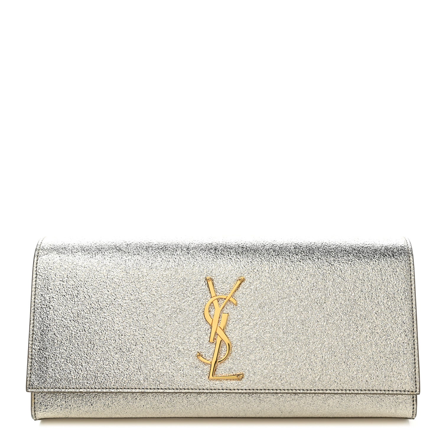 Saint Laurent Metallic Textured Calfskin Classic Monogram Cassandre Clutch Pale Gold 1 of 6