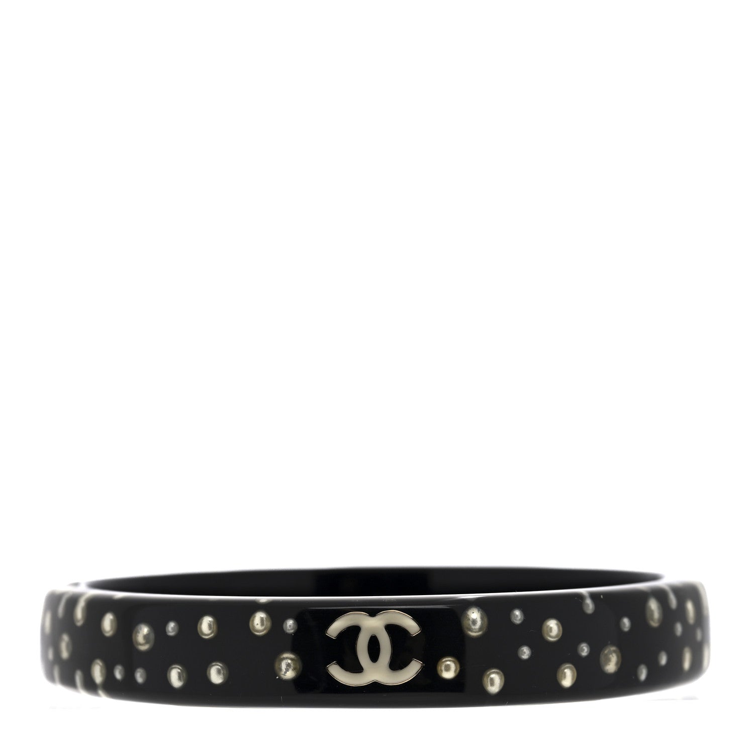 Chanel Resin Pearl CC Bangle Bracelet Black 1 of 4