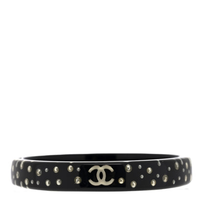Chanel Resin Pearl CC Bangle Bracelet Black 1 of 4