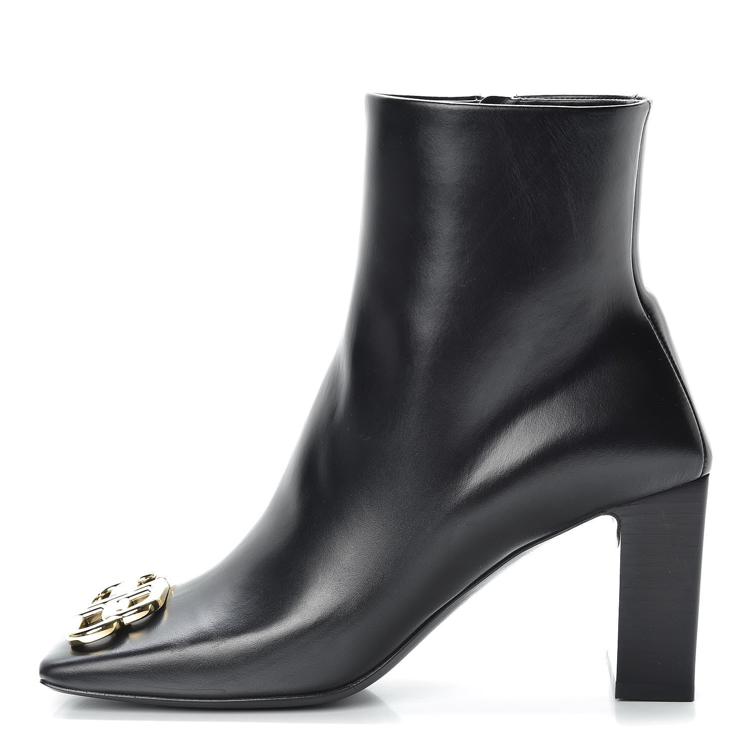 Balenciaga Calfskin BB Double Square 80mm Booties 38.5 Black 1 of 10