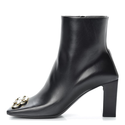 Balenciaga Calfskin BB Double Square 80mm Booties 38.5 Black 1 of 10