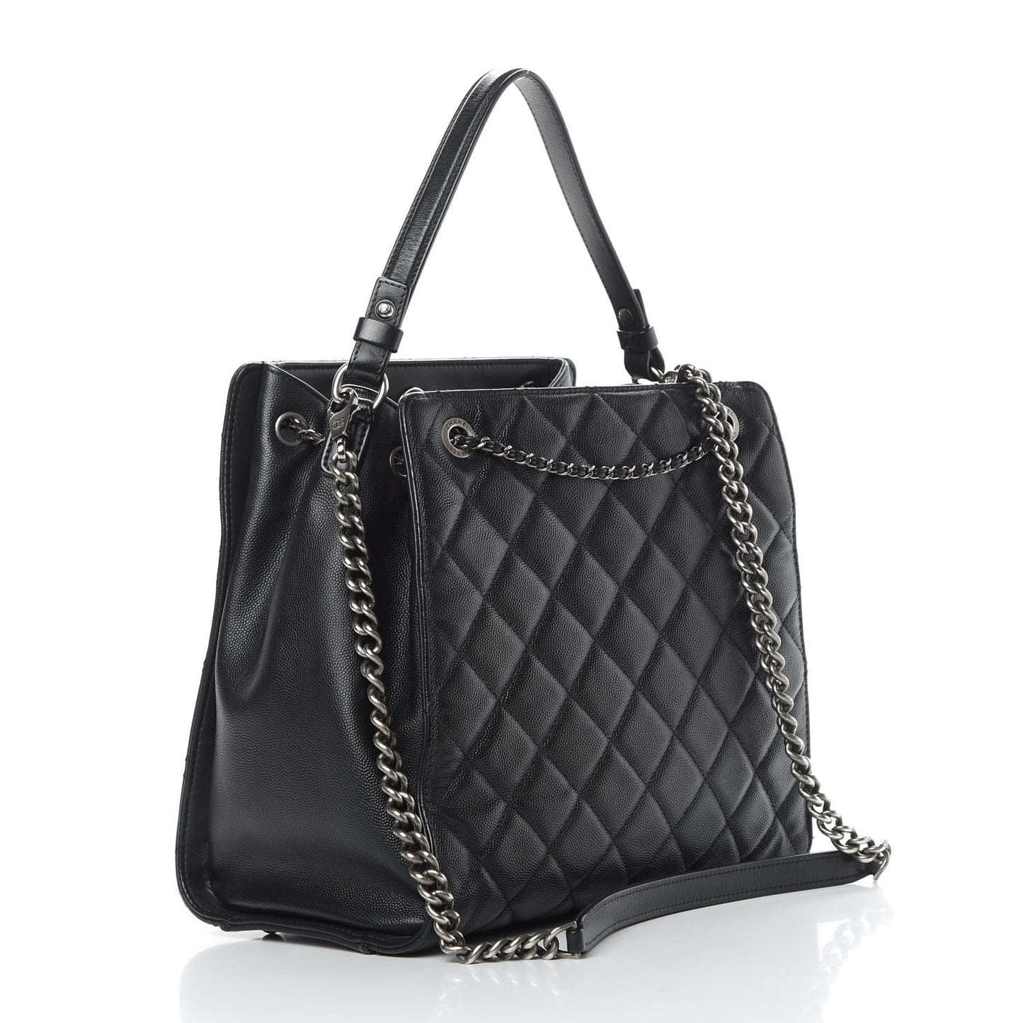 Caviar Quilted Medium CC Bucket Bag Black