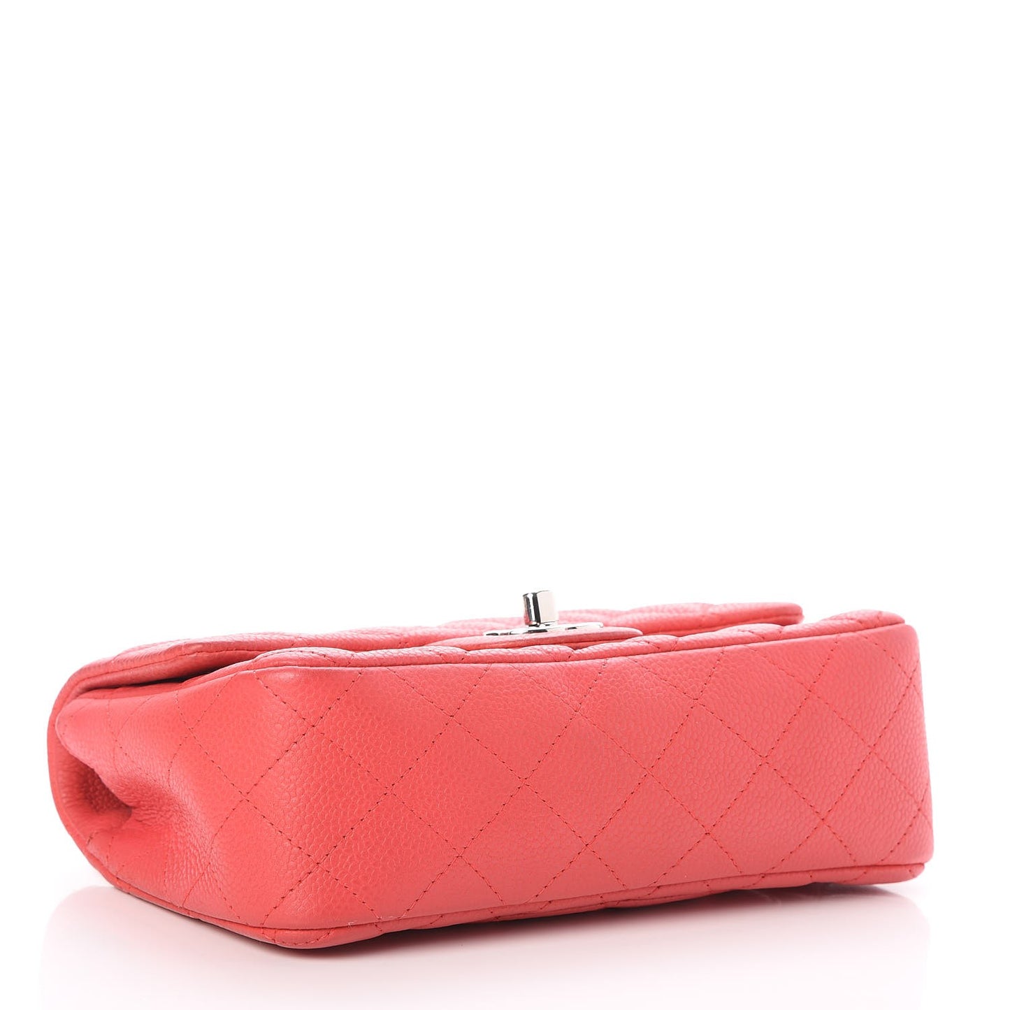 Caviar Quilted Mini Rectangular Flap Coral