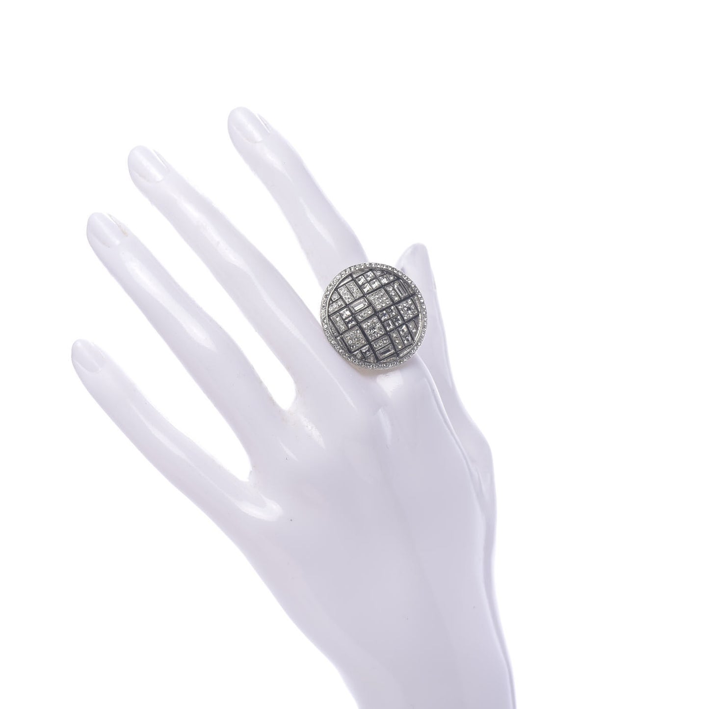 Round Crystal Ring 6.5 Silver