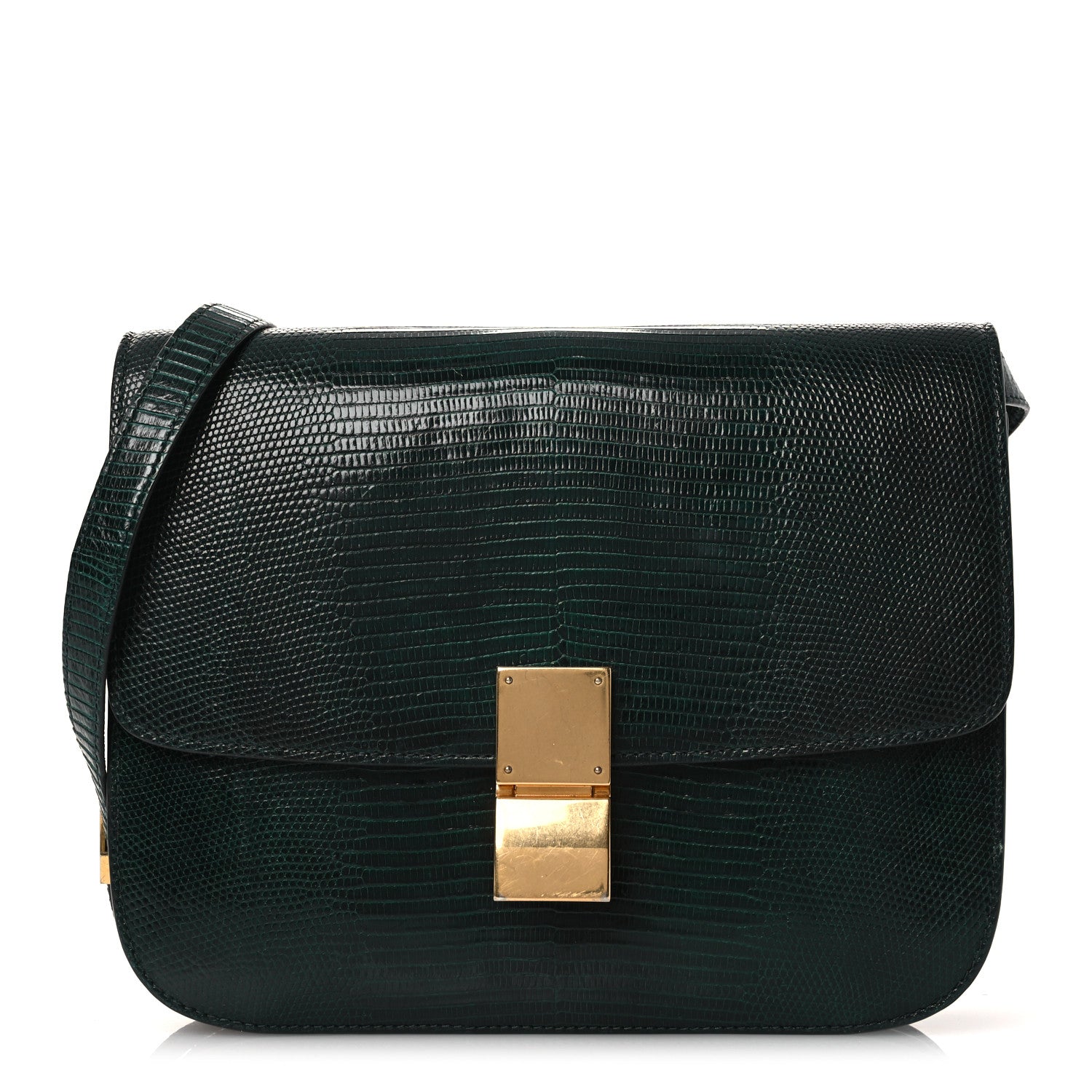 Celine Lizard Medium Classic Box Flap Bag Dark Green 1 of 11