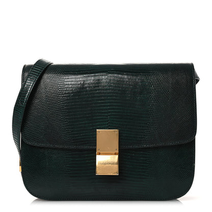 Celine Lizard Medium Classic Box Flap Bag Dark Green 1 of 11