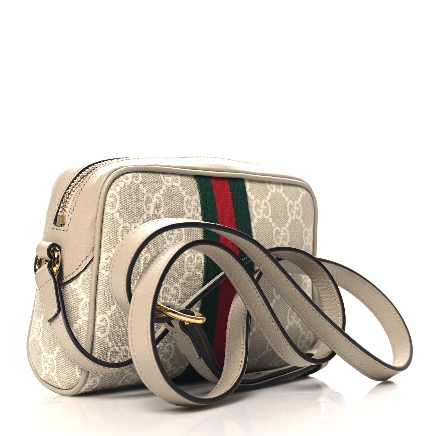 Gucci GG Supreme Monogram Textured Dollar Calfskin Mini Ophidia Shoulder Bag Beige Mystic White Oatmeal 3 of 10