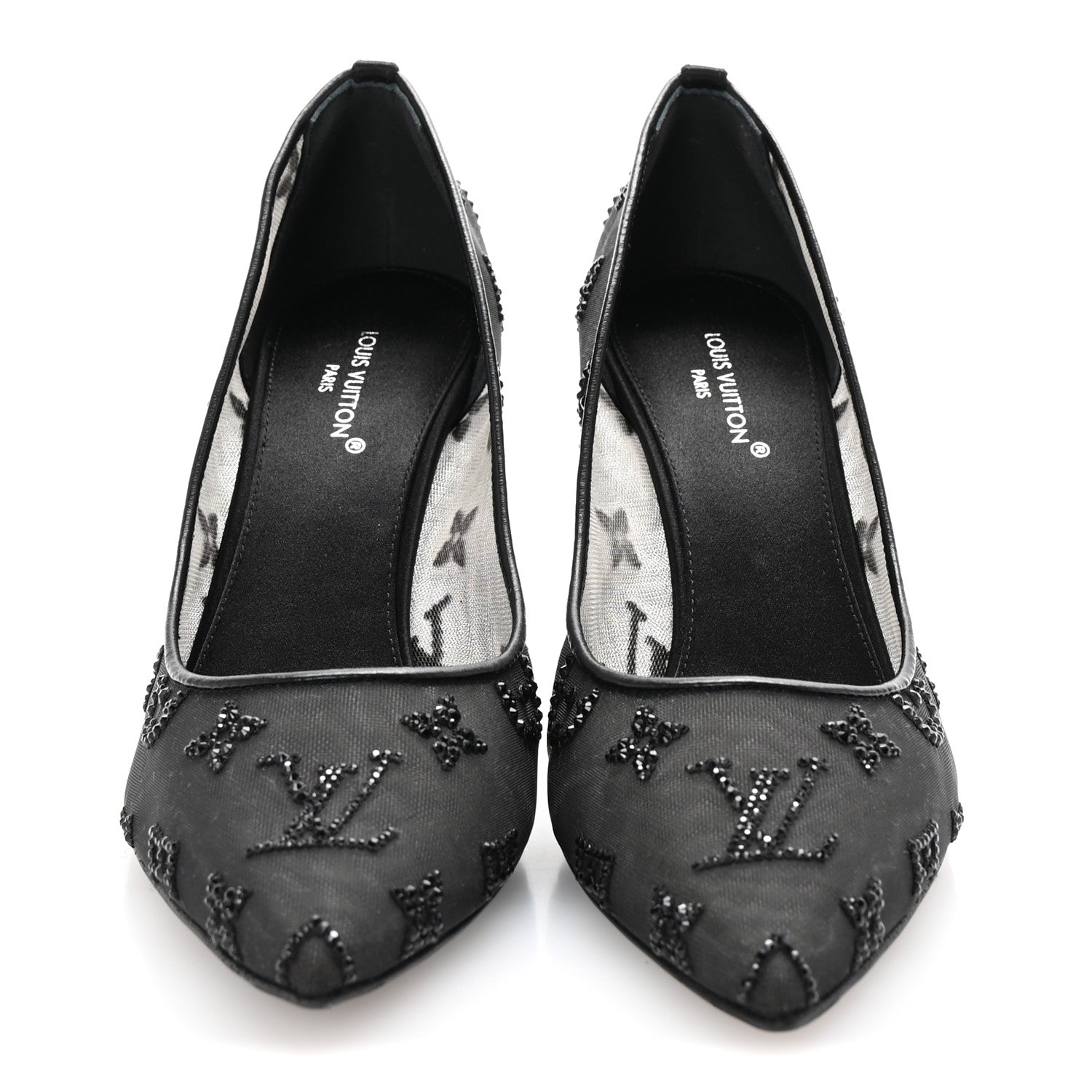 Louis Vuitton Monogram Mesh Strass Gala Pumps 35 Black 3 of 9