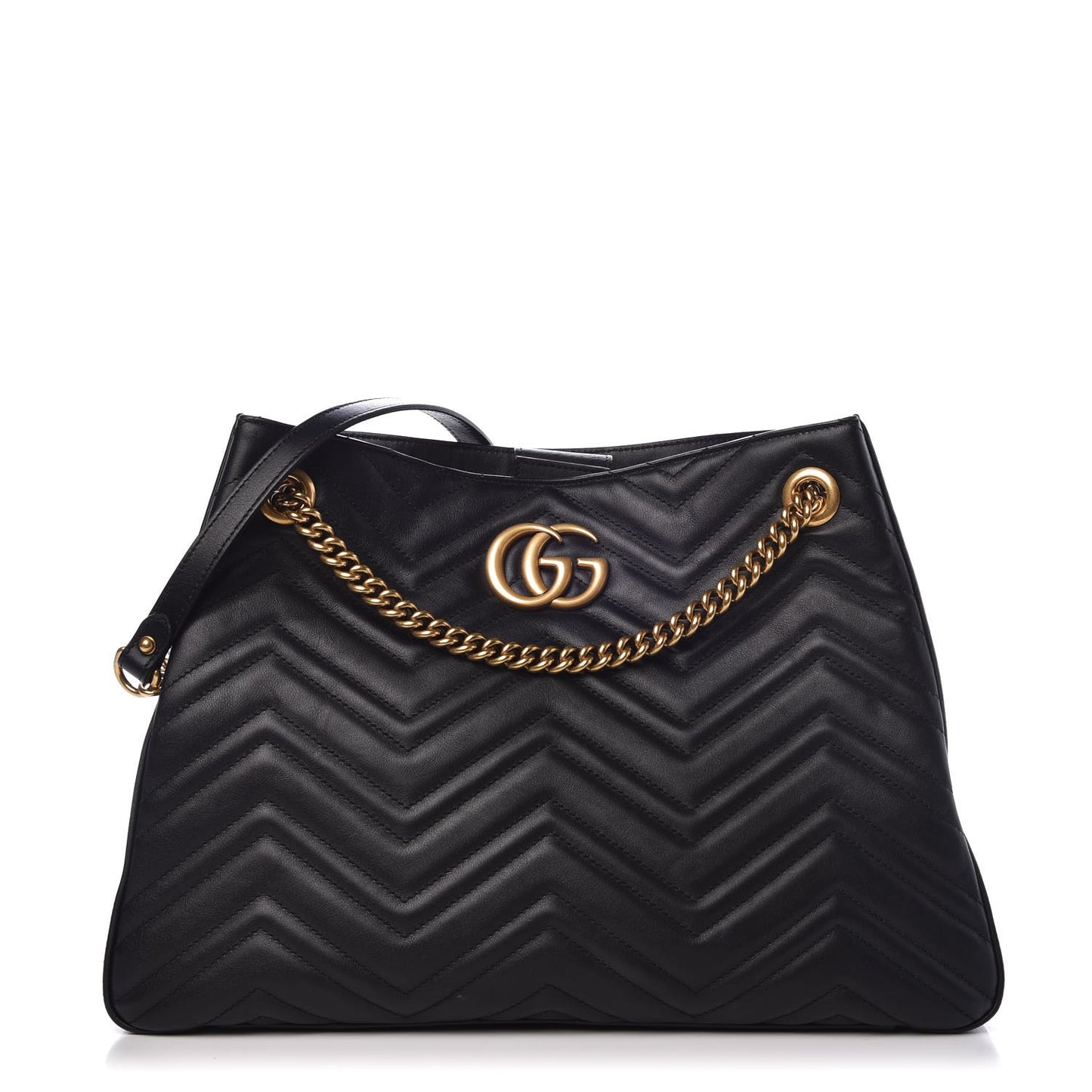 Calfskin Matelasse Medium GG Marmont Shoulder Tote Bag Black
