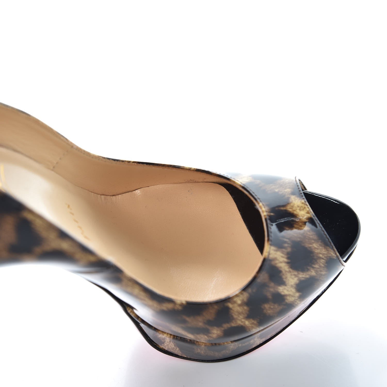 Christian Louboutin Patent Leopard Lady Peep 150 Pumps 39 Brown 12 of 14