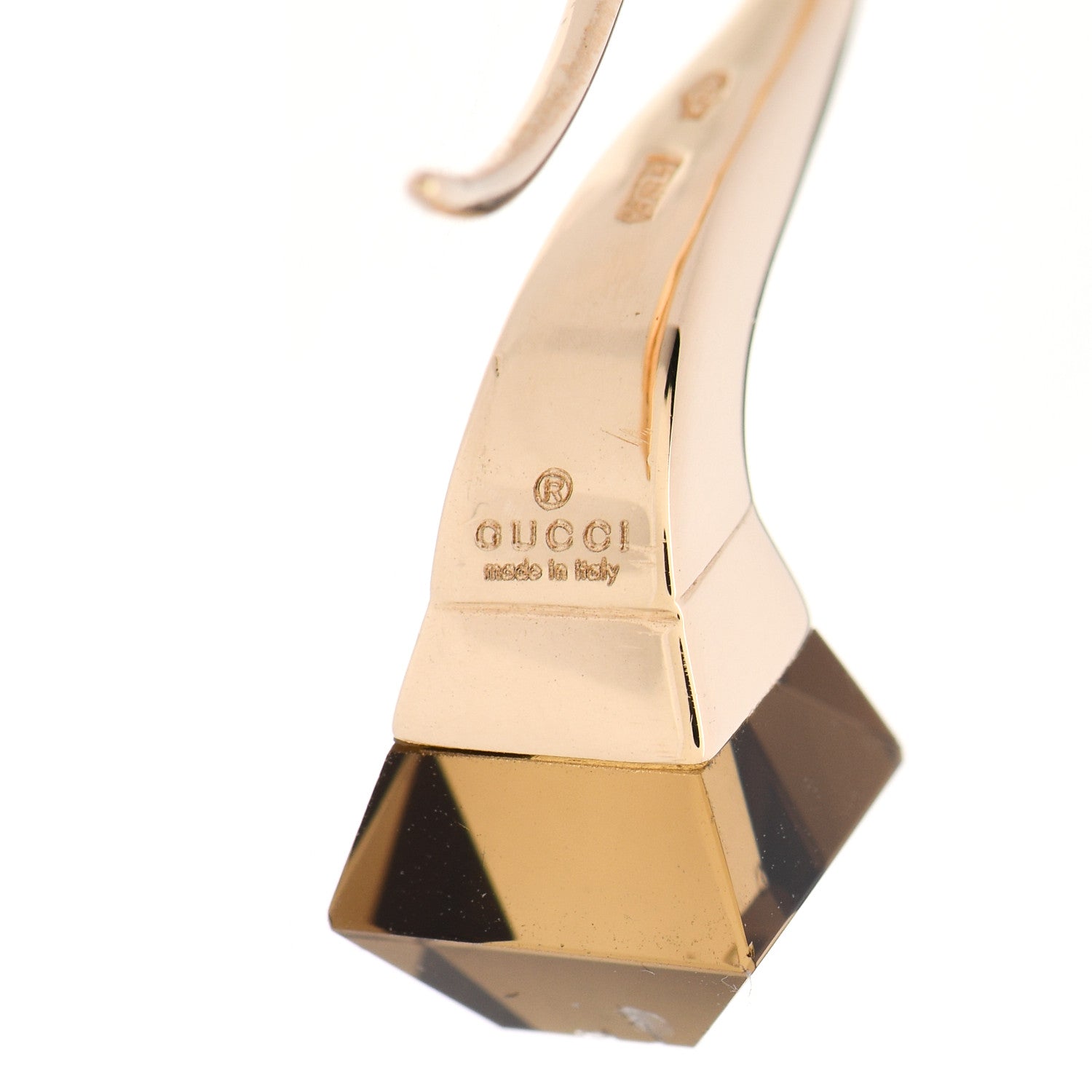 Gucci 18K Yellow Gold Smoky Quartz Chiodo Drop Earrings 4 of 7