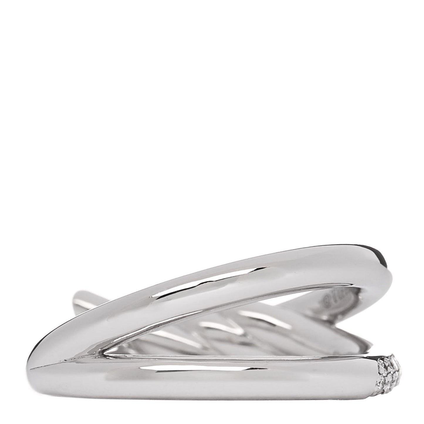 18K White Gold Diamond Double Row Knot Ring 54 7