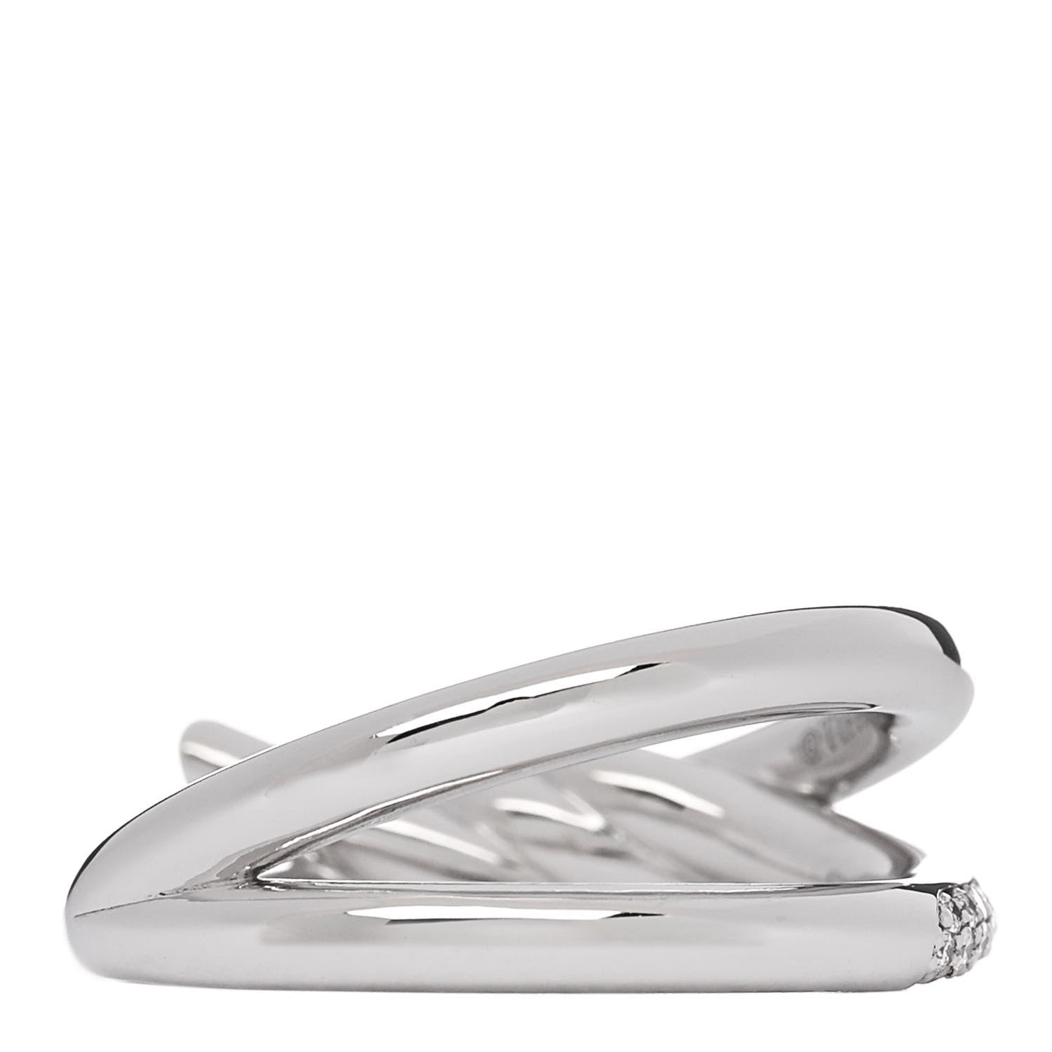Tiffany 18K White Gold Diamond Double Row Knot Ring 54 7 3 of 5