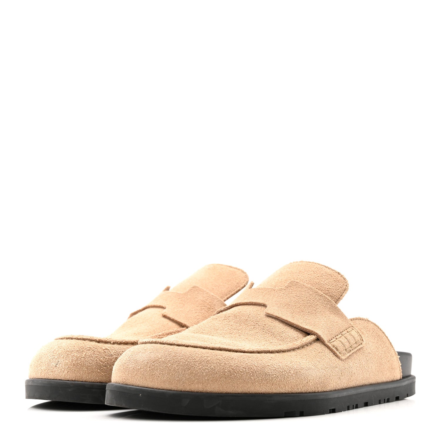 Hermes Suede Calfskin Womens Go Mules 37 Beige Argile 4 of 12
