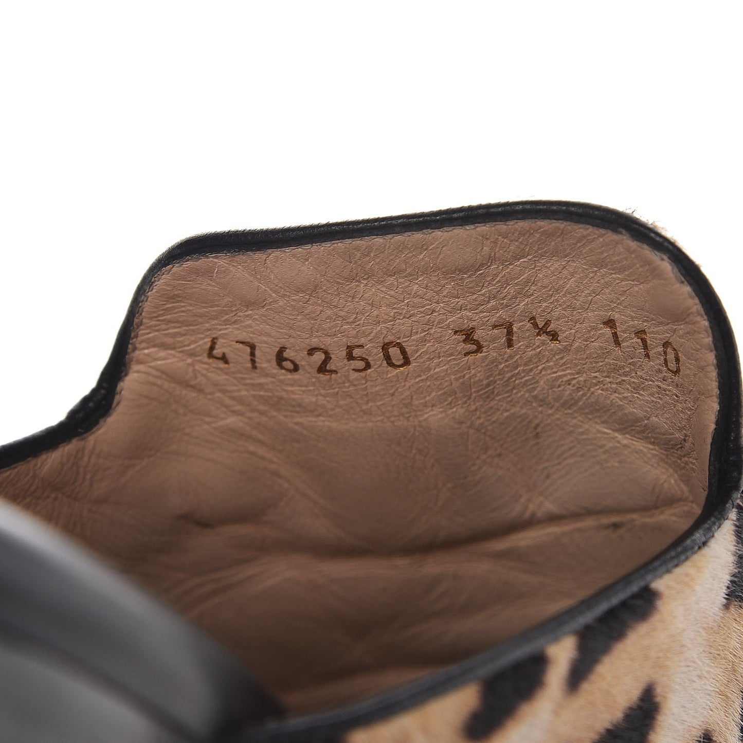 Calf Hair Leopard Print Womens Princetown Slippers 37.5 Naturale Black