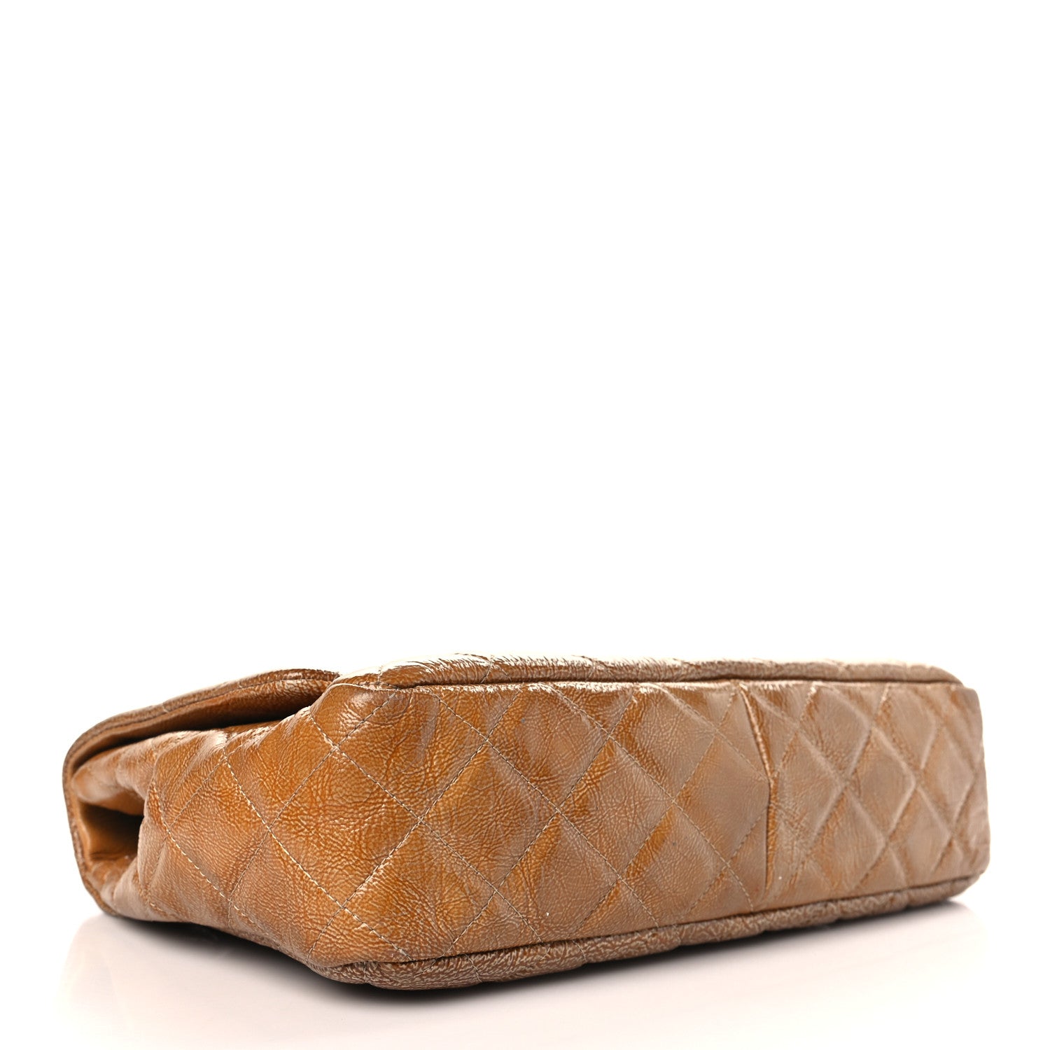 Chanel Crinkled Patent Quilted Jumbo Single Flap Beige 4 of 11