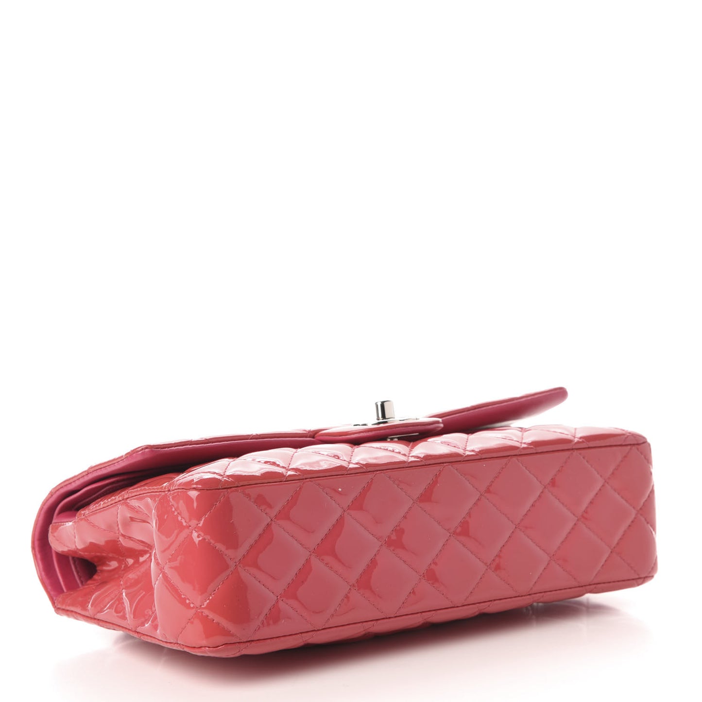 Patent Quilted Medium Double Flap Fuchsia