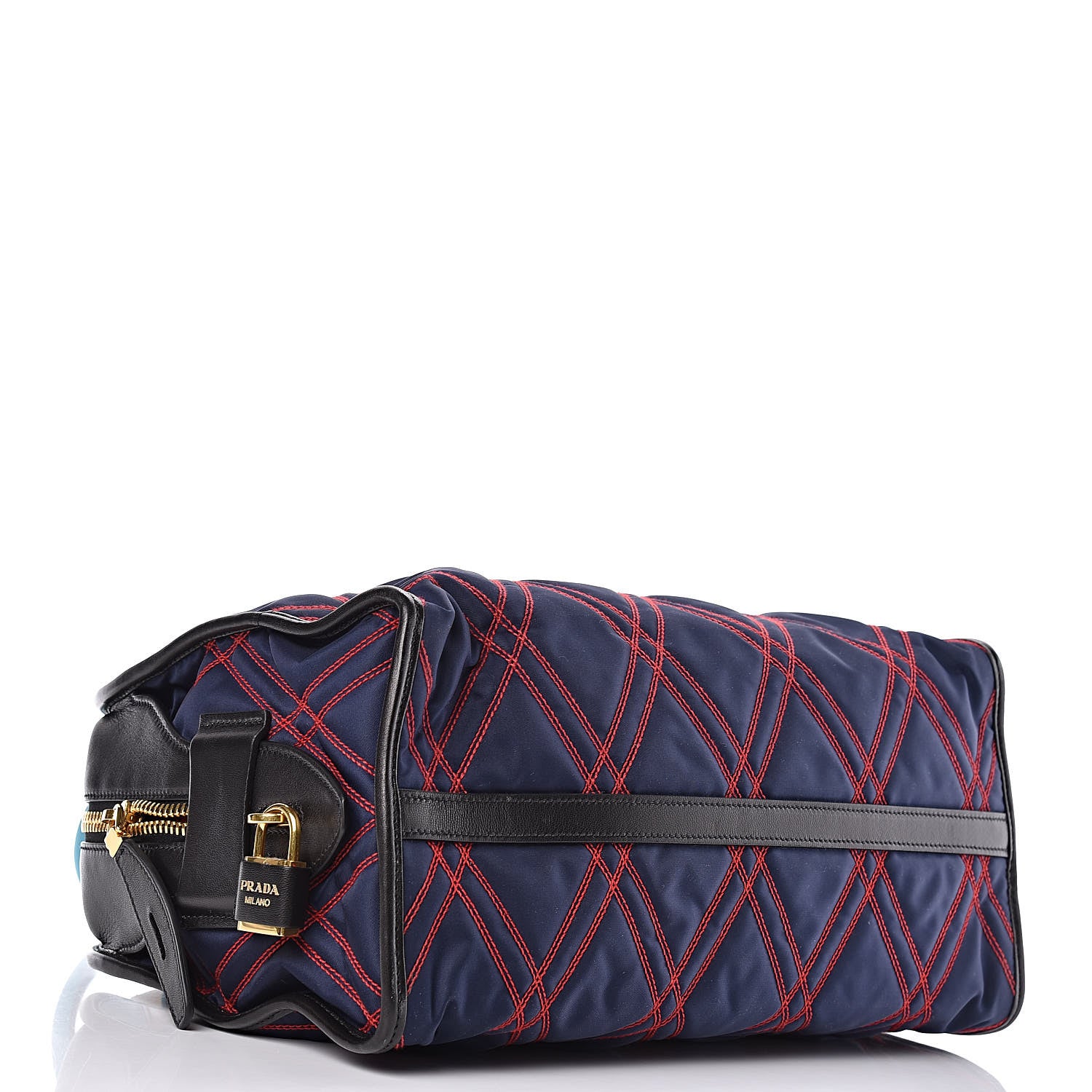 Prada Tessuto Nylon Quilted Impunturato Bauletto Baltico Fuoco 4 of 11