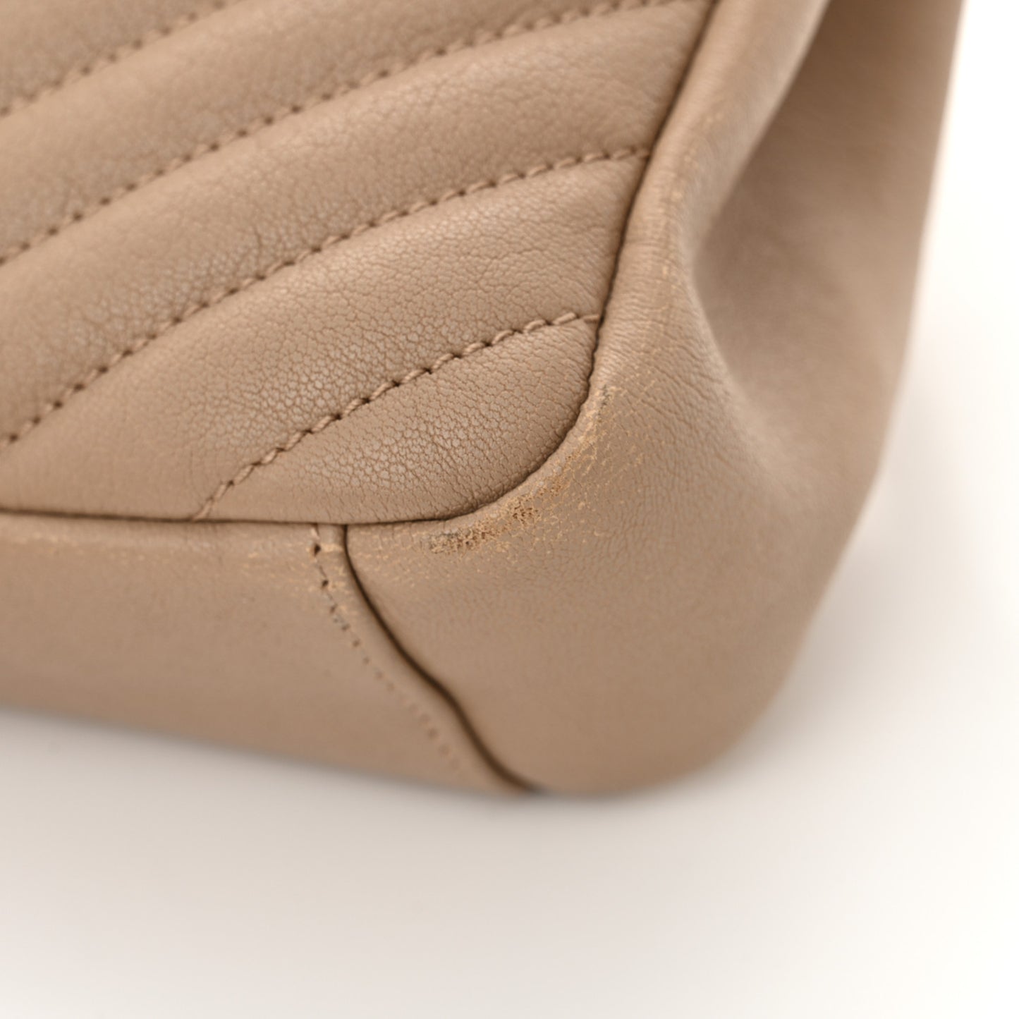 Sheepskin Matelasse Chevron Monogram Medium College Bag Dark Beige