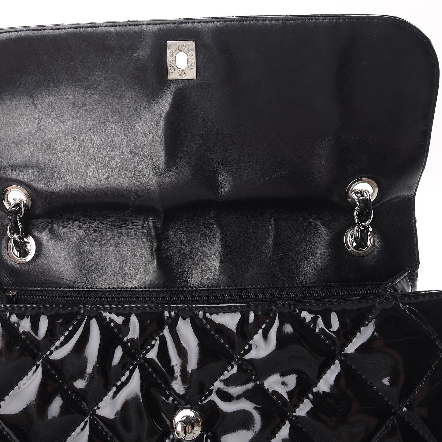 Vinyl Quilted In the Business Flap Bag Black
