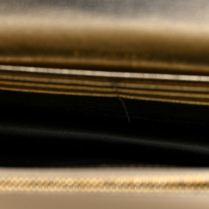Saint Laurent Metallic Calfskin Monogram Envelope Chain Wallet Gold 5 of 9