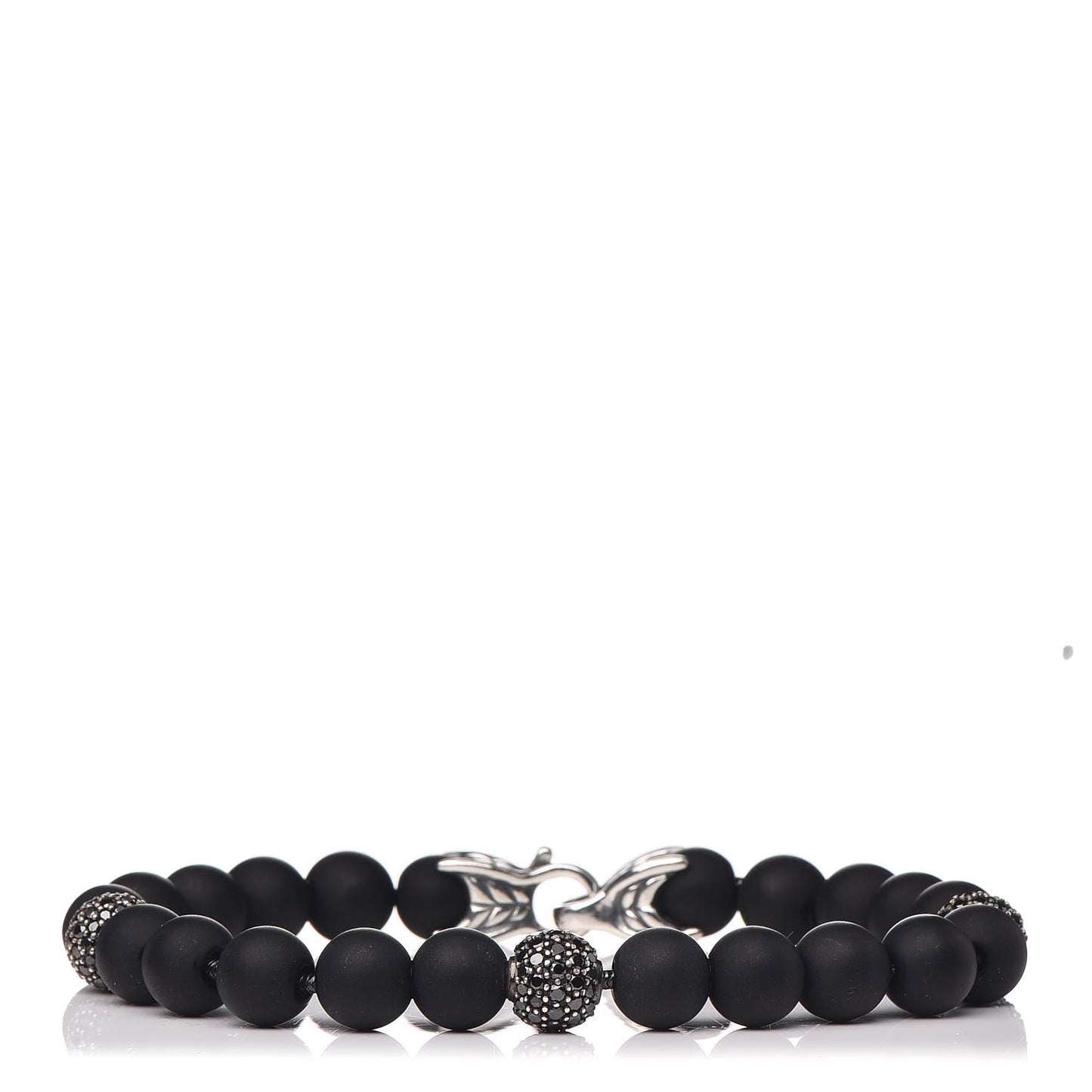 Sterling Silver Black Diamond Onyx 8mm Spiritual Beads Bracelet