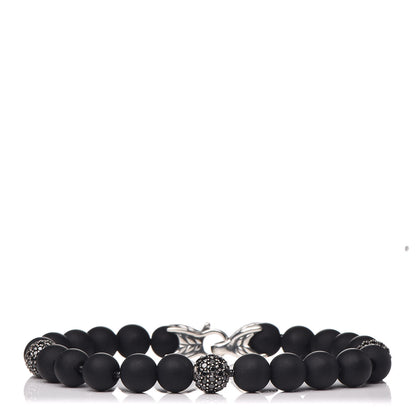 David Yurman Sterling Silver Black Diamond Onyx 8mm Spiritual Beads Bracelet 1 of 4