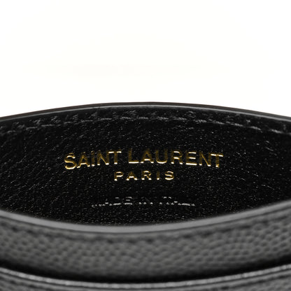 Saint Laurent Grain De Poudre Matelasse Chevron Monogram Credit Card Case Black 6 of 8