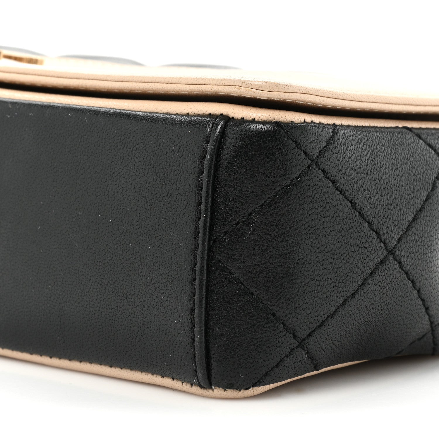 Chanel Sheepskin Quilted Small Vintage Mademoiselle Flap Beige Black 7 of 19