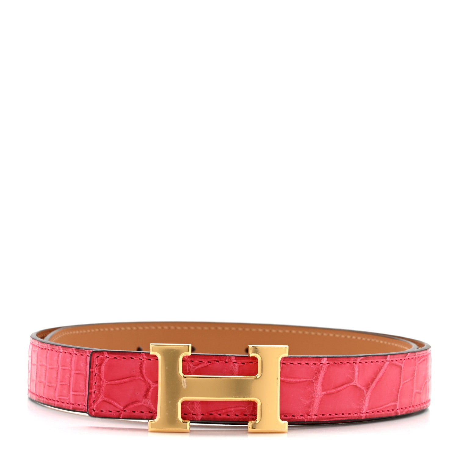 Hermes Matte Porosus Crocodile 24mm Mini Constance H Belt 75 30 Framboise 1 of 6