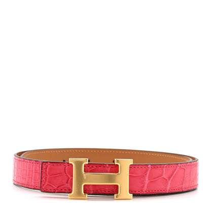 Hermes Matte Porosus Crocodile 24mm Mini Constance H Belt 75 30 Framboise 1 of 6