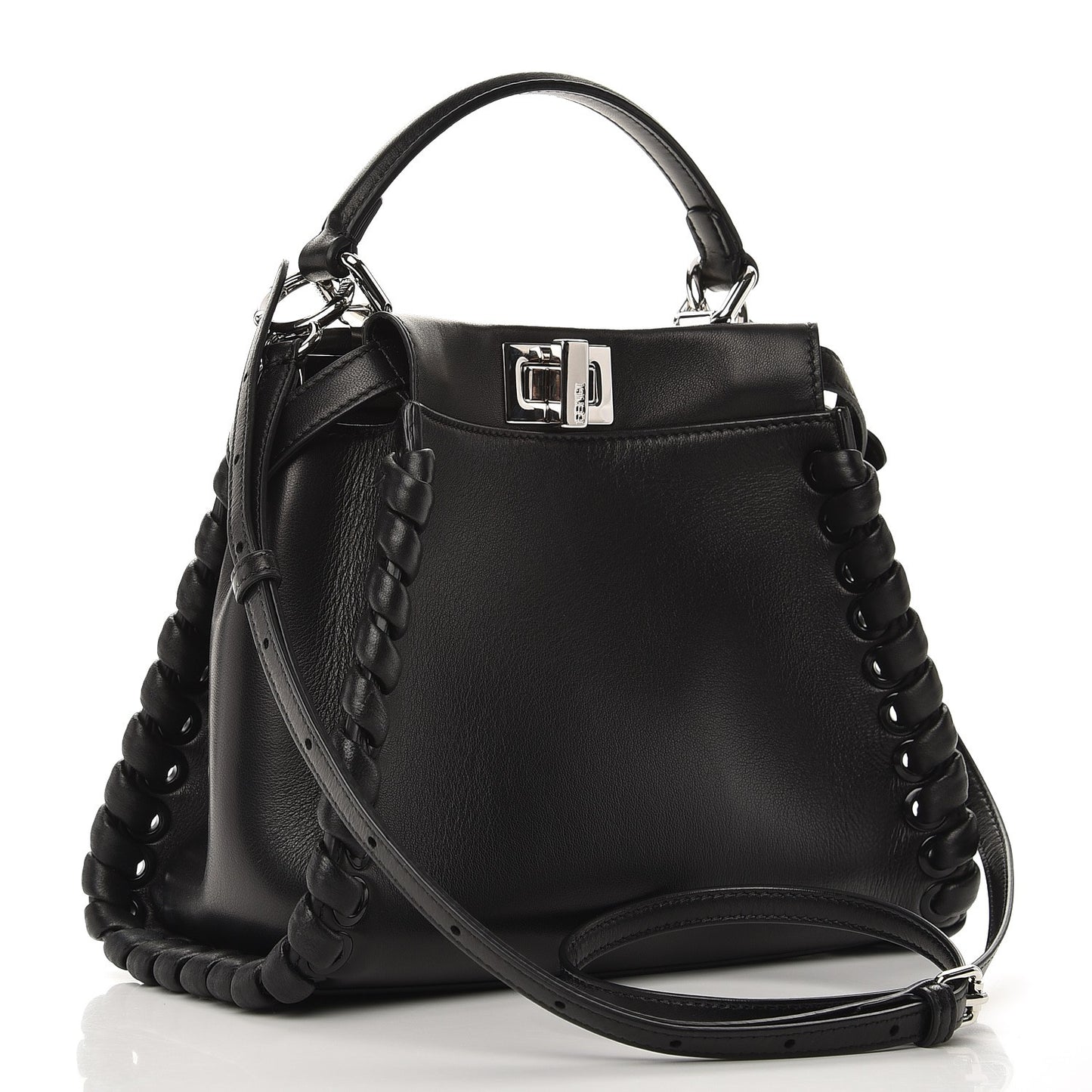 Nappa Lace Up Mini Peekaboo Iconic Satchel Black