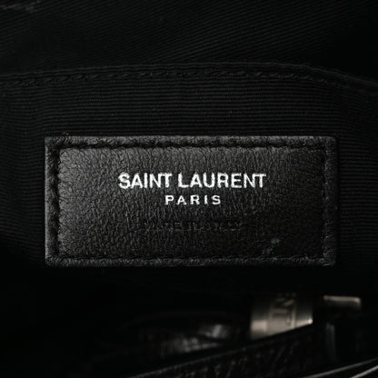 Saint Laurent Cracked Shiny Calfskin Matelasse Monogram Lou Camera Bag Black 6 of 11