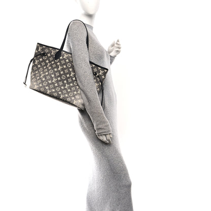Louis Vuitton Denim Monogram Jacquard Neverfull MM Grey 2 of 10