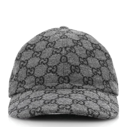 Gucci Covered Wool GG Monogram Baseball Hat XXL Grey Dark Grey Black 3 of 12