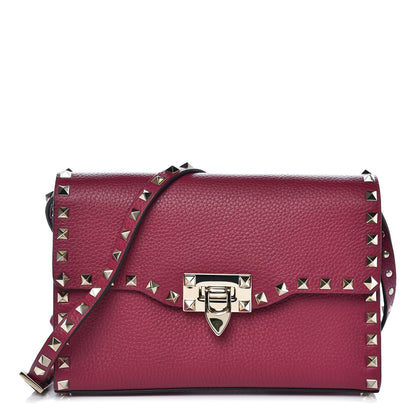 Valentino Garavani Pebbled Calfskin Medium Rockstud Flip Lock Crossbody Bag Camelia 1 of 7