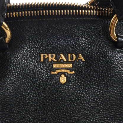 Prada Vitello Daino Boston Bag Black 10 of 11