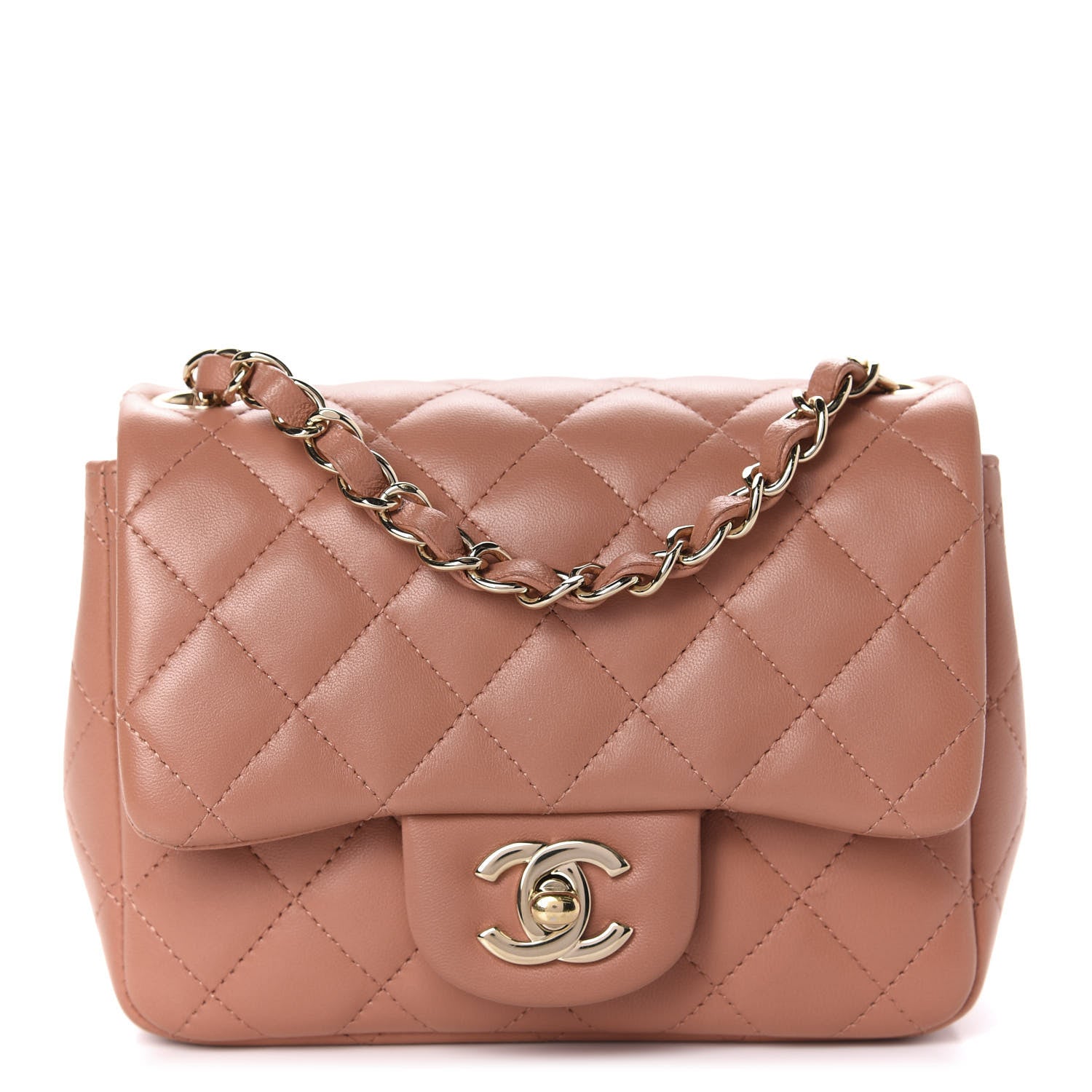 Chanel Lambskin Quilted Mini Square Flap Dark Beige 1 of 11